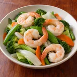 Illustrative image of Steamed Jumbo Shrimp with Mixed Vegetables