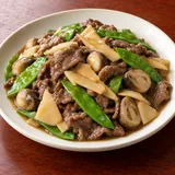 Illustrative image of Beef with Bamboo Shoots, Straw Mushrooms & Snow Pea Pods